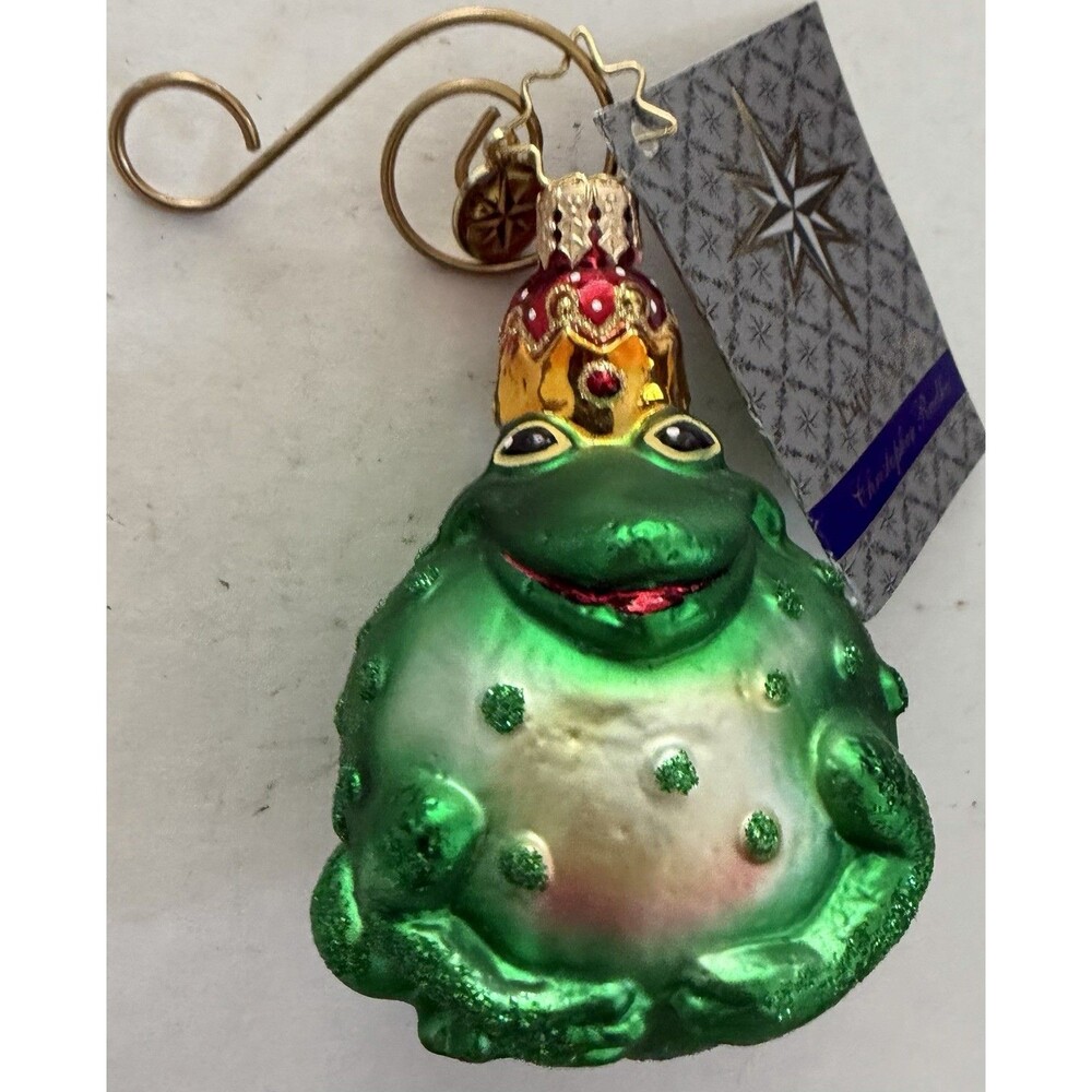 VTG Christopher Radko PRINCE OF A FROG Blown Glass Christmas Ornament 6.5"x4.5"